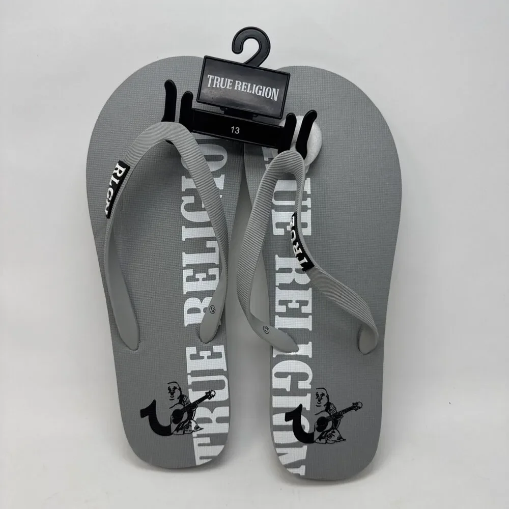 New  True Religion Men's Aydin GreyFlip Flop Sandal Size 13